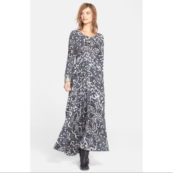 Free People Dresses First Kiss Maxi Dress Shark Combo Gray Poshmark